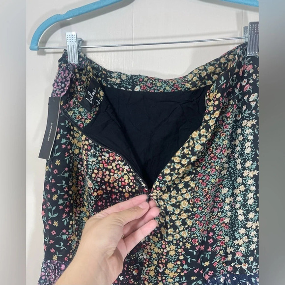 Lulus Catania Black Floral Print NWT Ruffled Mini Skirt Women’s Size Small - Picture 10 of 15